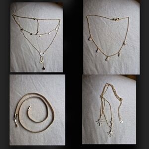 Lot of 4 Gold Necklaces – Short Chains – Layering Set